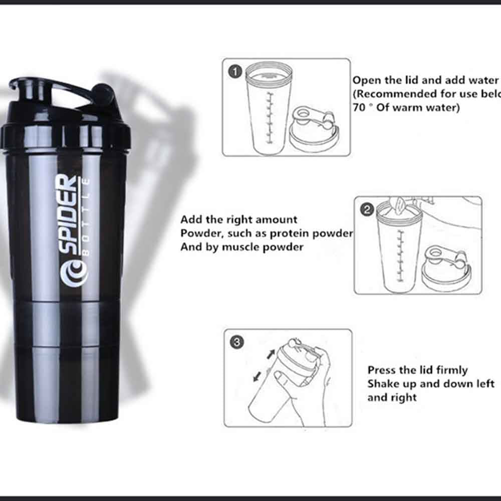 Triple-Layer Fitness Shaker Bottle